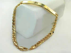 Unisex Slim Classic Tight Curb Link Chain 18k Gold Layered ID Bracelet 5mm x 8" - Picture 1 of 8