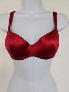 Vintage Victorias Secret Y2K 2000 Satin Red Bra Size 34B underwire molded cups - Picture 1 of 8
