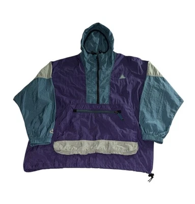 Vintage Nike ACG Pullover Colorblock Purple Green Windbreaker Jacket Size M - Image 1 of 4