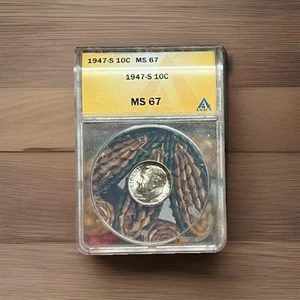 1947-S Roosevelt Dime ANACS MS67 - hochwertige 90% Silber Gemme - Bild 1 von 7