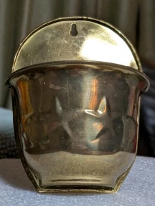 Vintage Hosley Solid Brass Wall Pocket Planter With Star Accents Small 7 x 5.5" - Picture 1 of 11