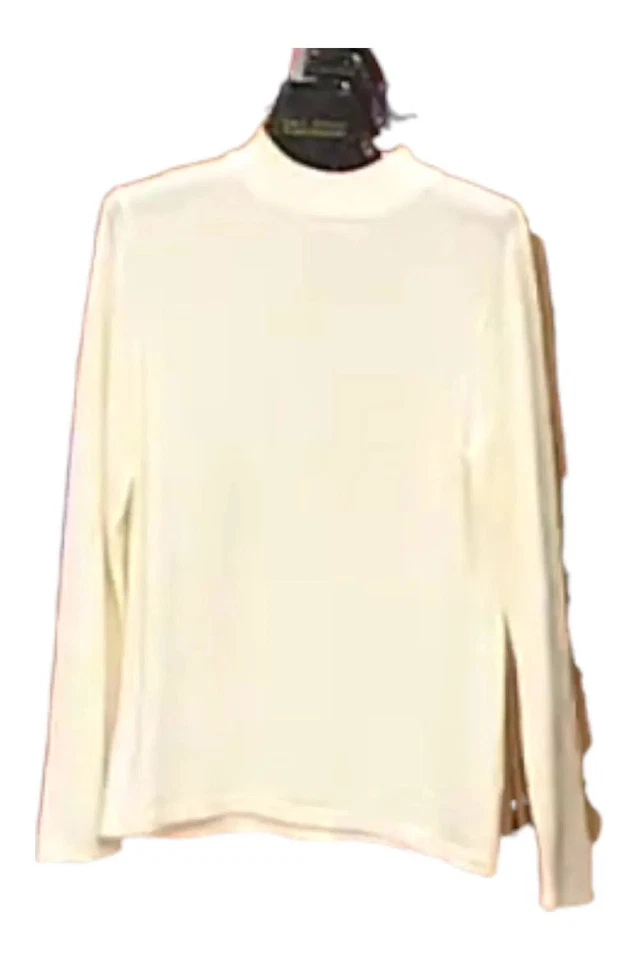 Suéter para mujer Joan Rivers manga larga falso cuello alto marfil Foto 1 de 1