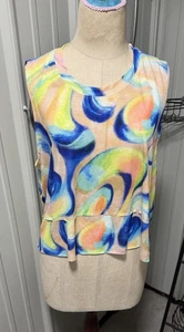 Free People Movement Tempo Printed Tank Sour Citrus Combo Neon Yellow Size Small - Picture 1 of 9