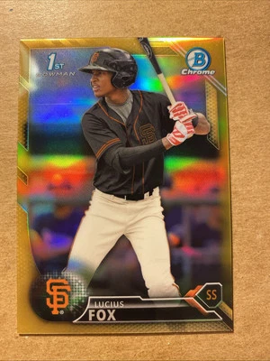 2016 Bowman Chrome Gold Refractor /50 Lucius Fox Giants - Image 1 of 2