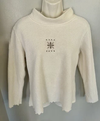 Lo último Algodón Marc Ware Mujer’s S 4 6 8 Polar Copo de Nieve Vacaciones Pullover Top Marfil Foto 1 de 4