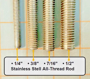 ALL-THREAD ROD STAINLESS STEEL Size: 1/4"; 3/8"; 7/16"; 1/2" [Selectable Length] - Picture 1 of 36