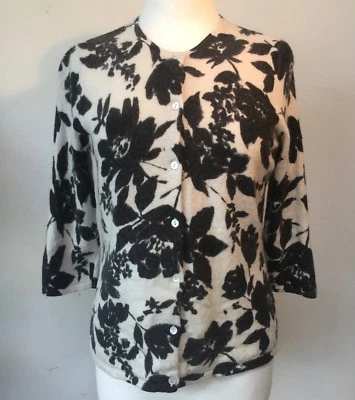 Cárdigan Clásico Madreperla Botón Lana de Cordero/Angora Mezcla Estampado - M Foto 1 de 4