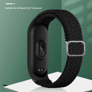 Banda de nailon elástica trenzada ajustable para Xiaomi Mi Band 5/6/7 NFC (negro - Picture 1 of 6