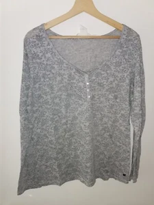 Grau geblümt dünn transparent "H&M" Basic Blumen Langarmshirt Longsleeve in XL - Bild 1 von 5