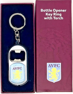 ASTON VILLA FC BOTTLE OPENER TORCH LIGHT KEYCHAIN KEYRING KEY RING GIFT - Picture 1 of 2