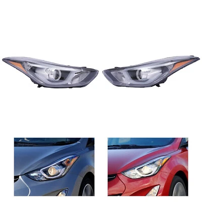 Halogen w/ LED DRL Projector Headlight Right&Left For Hyundai Elantra 2014 -2016 - Imagem 1 de 4