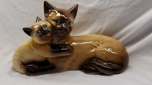 Vintage Ceramic Cat Statue Large 15" Figurine Siamese Kitten Garrard Mold - Picture 1 of 16