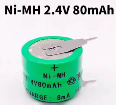 4 pcs 80mAh 2.4V Volt Ni-MH Button Cell Rechargeable Battery with Tab - Image 1 of 4