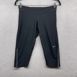 Nike Dri-Fit Leggings Donna Capri Nero Elastico Vita Coulisse Logo Taglia S - Foto 1 di 12
