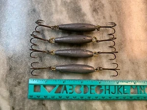 Fishing Lead In-Line Torpedo Weights With Treble Hooks Lot Of 4 - Picture 1 of 4