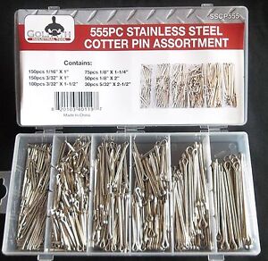 555pc GOLIATH INDUSTRIAL STAINLESS STEEL COTTER PIN SSCP555 ASSORTMENT CLIP KEY