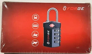 FORGE BLACK TSA APPROVED 4-DIGIT COMBO TRAVEL HARD CASE LUGGAGE LOCK 4 PACK [AI] - Picture 1 of 2