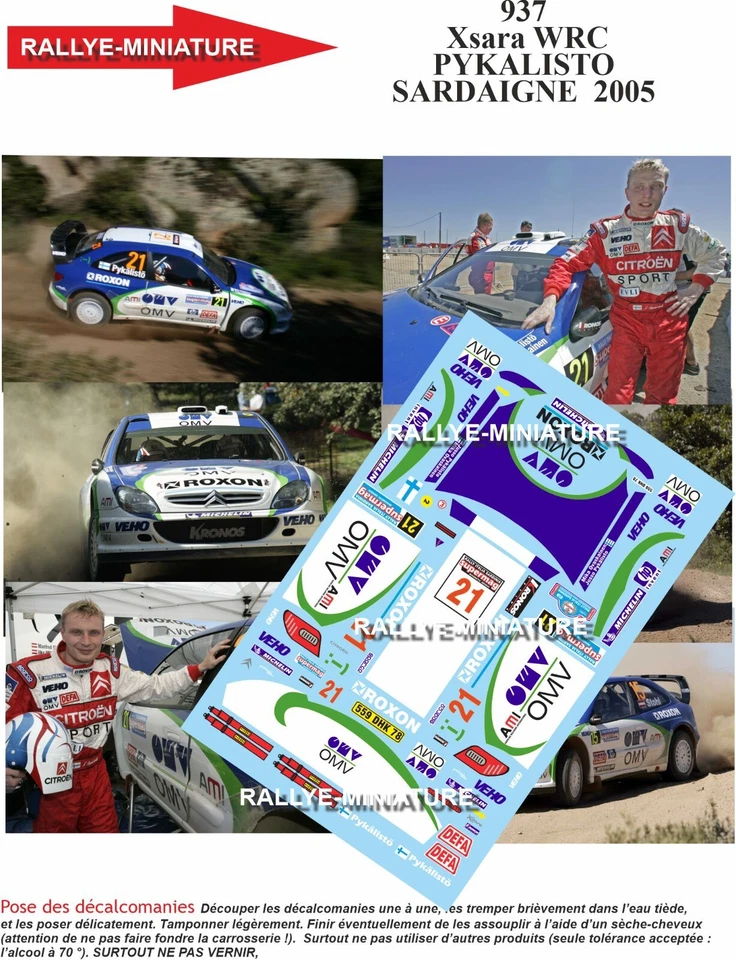 DECALS 1/18 REF 0937 CITROEN XSARA WRC PYKALISTO RALLY ITALIA SARDAIGNE 2005 - Photo 1/1