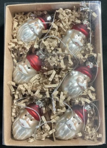 6 NEUE Glas Weihnachtsmann Ornament Set, Federbaum, Primitive von Kathy - Bild 1 von 3