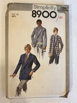 Simplicity 8900 Vintage 1970's  Men's Blazer Sewing Pattern Size 40 Uncut - Image 1 of 3