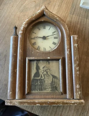 VTG BURROUGHS CO. GILBERT MOVEMENT #52 ENGLISH LANCET ALARM MANTEL CLOCK - Image 1 of 3