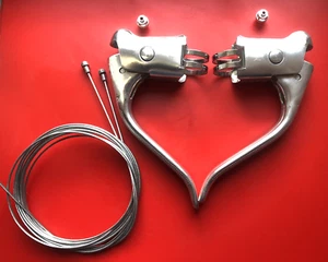 NEW OLD STOCK VINTAGE 1980s WEINMANN ALLOY BRAKE LEVERS + 2 NOS CABLES & FERULES - Picture 1 of 3