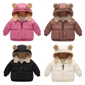 Neu Baby Jungen/Mädchen Oberbekleidung Winter warm Parkas Mantel warm Kapuze Reißverschluss Jacke - Bild 1 von 15