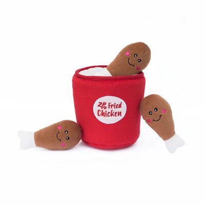 Zippy Paws Burrows Interactive Squeaker Dog Toys - Bucket of Chicken - Image 1 of 4
