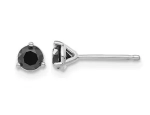 1/2 Carat (ctw) Black Diamond Solitaire Stud Earrings in 14K White Gold - Picture 1 of 4