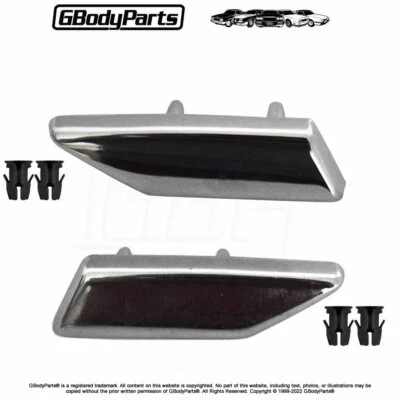 81-88 Cutlass Top of Fender Hood Trim Extension Chrome Trim Molding w/HDW - PAIR - Imagem 1 de 4