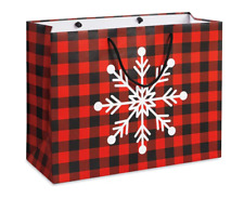 5 PACK Snowflake Holiday Eurototes Red Plaid 16 x 6 x 12" Vouge Holiday Gift Bag