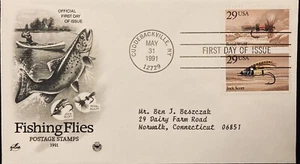 FDC~1991 FISHING FLIES, CUDDEBACKVILLE, NY. JOCK SCOTT - Picture 1 of 1