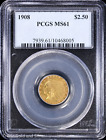 1908 $2.50 Gold Indian Head Quarter Eagle Pcgs Ms 61 | Unc
