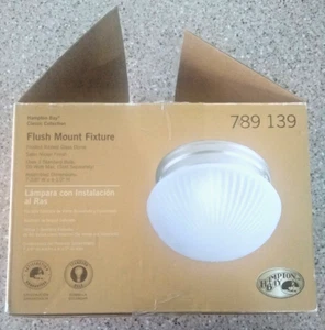 Hampton Bay classic collection Flush Mount Fixture Satin Nickel 789 139 - Picture 1 of 4