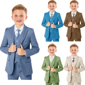 Boy‘s Formal Suits Toddler Tuxedos Wedding Coat Pant Vest Teens School Clothes - Picture 1 of 23
