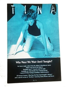 TINA TURNER Original 1993 PROMO ONLY Poster Why Must We Wait Until Tonight ? - Picture 1 of 10