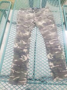 XRAY Jeans Mens Size 32x30 (31x28 Actual) Green Army Camouflage Skinny Fit Denim