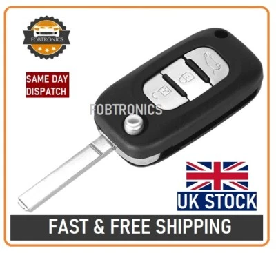 FOBTRONICS PER RENAULT CLIO, KANGOO, MODUS, MEGANE CUSTODIA PORTACHIAVI 3 PULSANTI + LOGO**A80**