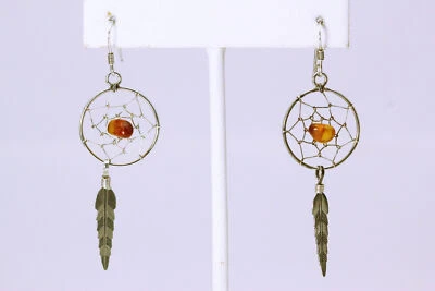 Pendientes de plata de ley 925 ámbar atrapasueños 2,3 gramos (EAR4632) Foto 1 de 4