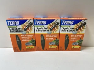 Lot 3) TERRO T1813B Outdoor Ready-to-Use Liquid Ant Bait Stake Trap - 12 Stakes. - Picture 1 of 5