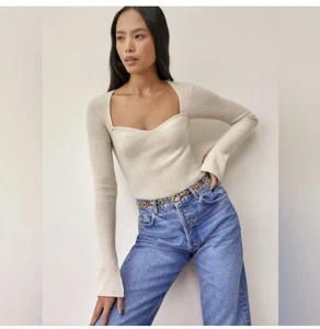 Reformation Glenna Cashmere Sweater Gossamer Size L - Picture 1 of 7