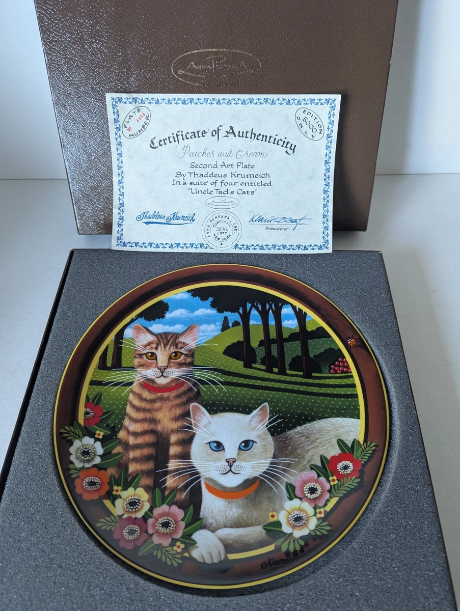 Keramik-Teller Handbemalt – 3D Katze & Blume Mit Ständer, 20,3 Cm