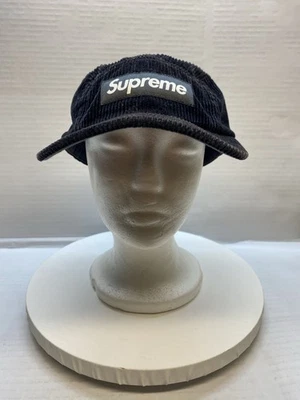 Gorra de campamento Supreme de pana negra - FW24 - correa de cuero - Hecha en EE. UU. Foto 1 de 4