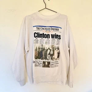 Vintage 90s Bill Clinton Wins  Inauguration Crewneck Sweatshirt Size Large Thin - Picture 1 of 9