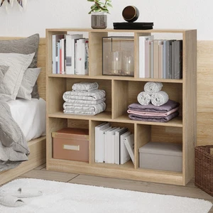 HOMCOM Bücherregal 3-stöckige Bücherregal Büroregal Home-Office Spanplatte Natur - Imagen 1 de 10