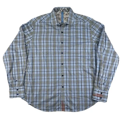Robert Graham XL Tattersall Plaid Shirt Flip Cuff Paisley Trim Collector Edition - Image 1 of 4