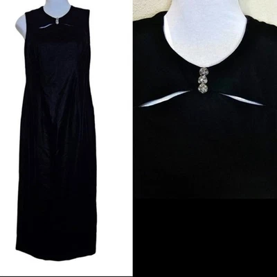 Vintage Liz Claibourne Black Velvet Maxi Formal Dress Size 6P - Image 1 of 4