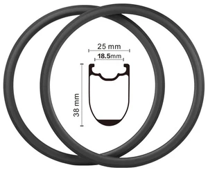 700C Carbon Fiber Rim Road Bike 38mm Rim Depth 25mm Wide Tubeless Clincher Ready - Picture 1 of 13