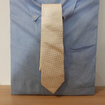 Solid White Tie Men Textured Check Woven Formal Necktie Wedding Groom Dress Suit - Image 1 of 4