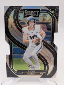 💥 2024 Panini Select - Premier Level Bo Nix #117 Silver Prizm Die-Cut Rookie - Foto 1 di 2